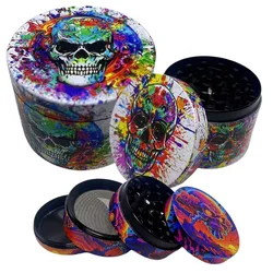 50mm Metal Skull Herb Grinder 4-layer Spice Pepper Crusher Mill Tobacco Grass Grinder Cigarette Kitchen Tool Smoking Accessories