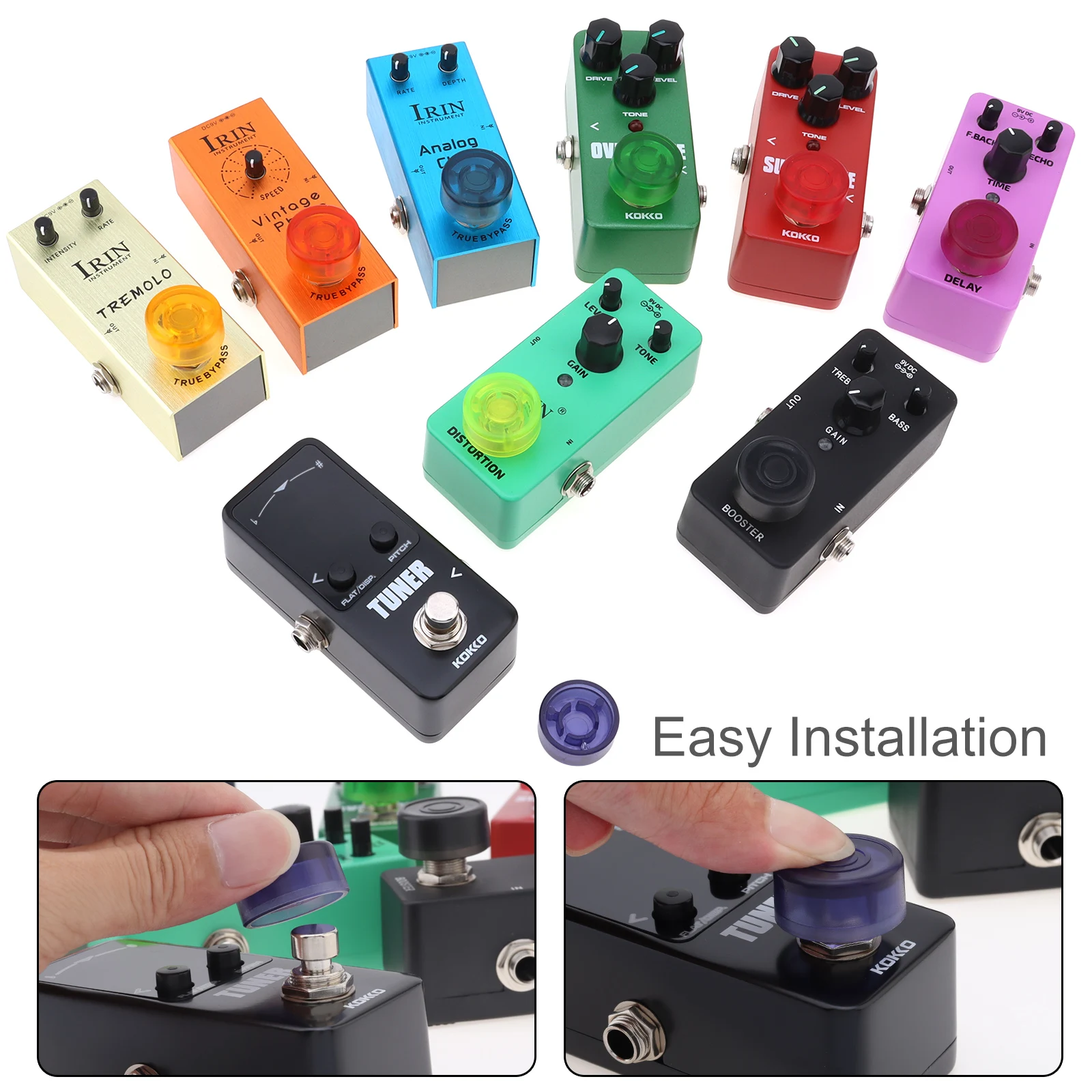 1pc Guitar Effect Pedal Foot Switch Protection Cap Plastic Lightweight Colorful Pedal Footswitch Topper Knob Foot Nail Cap