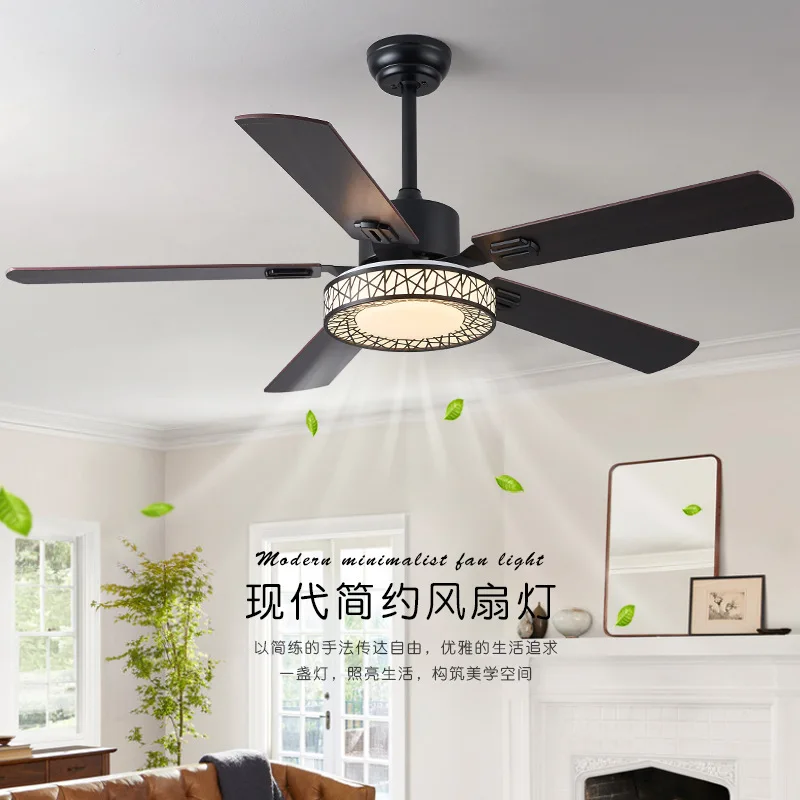 Ceiling Fan Lamp Retrol Fandelier Led Light 3 in 1 Roof Fan Retractable Pendant Chandelier Invisible Bladless Fan Home Decor