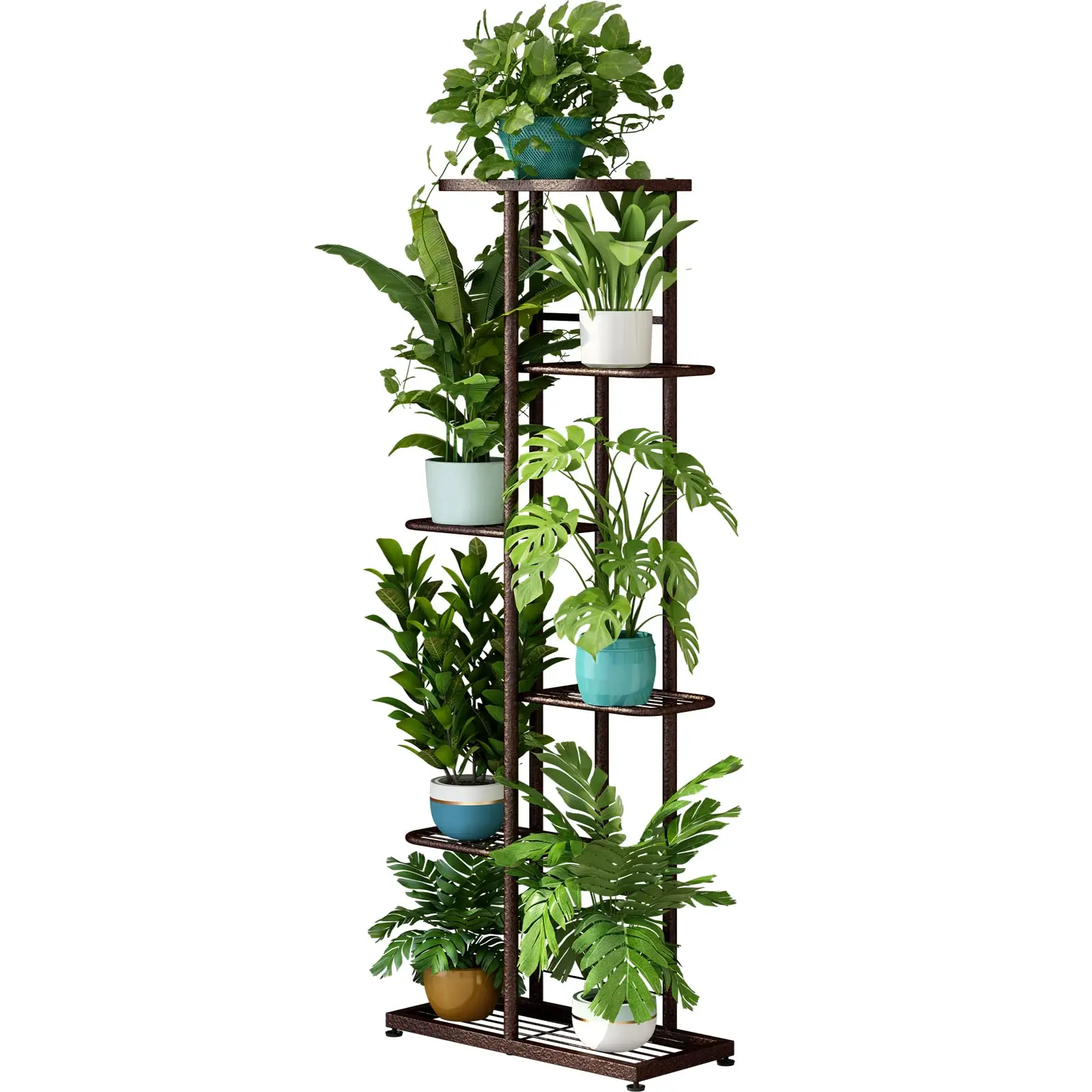 6 Tier 7 Pot Metal Plant Stand Anti-Rust Flower Display Rack Heavy Duty Iron Planter Shelf Holder for Indoor Outdoor Garden Patio Balcony Living Room Elevated Planting Boxes Easy Storage