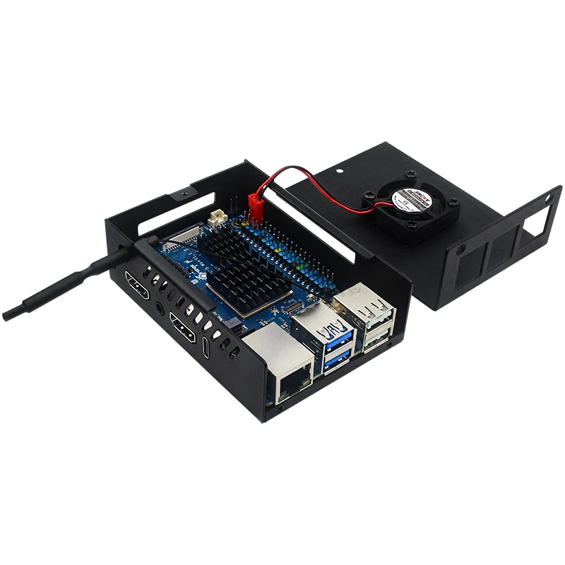 Metalowa obudowa Orange Pi 5 Max ze stopu aluminium z wentylatorem, opcjonalna antena i radiator do OPI 5 Max — zdjęcie produktu 2