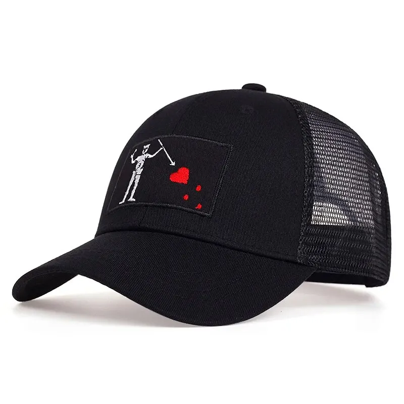 Unisex Skeleton Head Branch Heart Embroidery Baseball Net Caps Spring Summer Outdoor Adjustable Casual Hats Sunscreen Hat