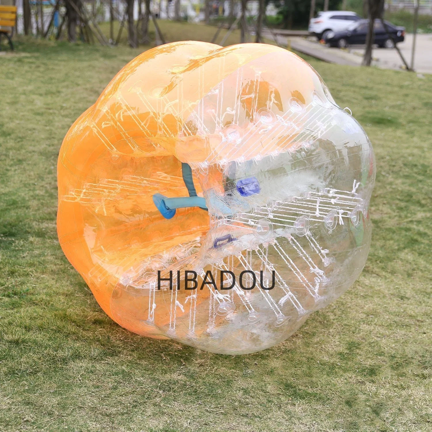 HIBADOU 레드 버블 축구공, TPU 인간 팽창식 범퍼 버블 볼, 팽창식 바디 Zorb 볼, 직경 5 인치 (1.5m)