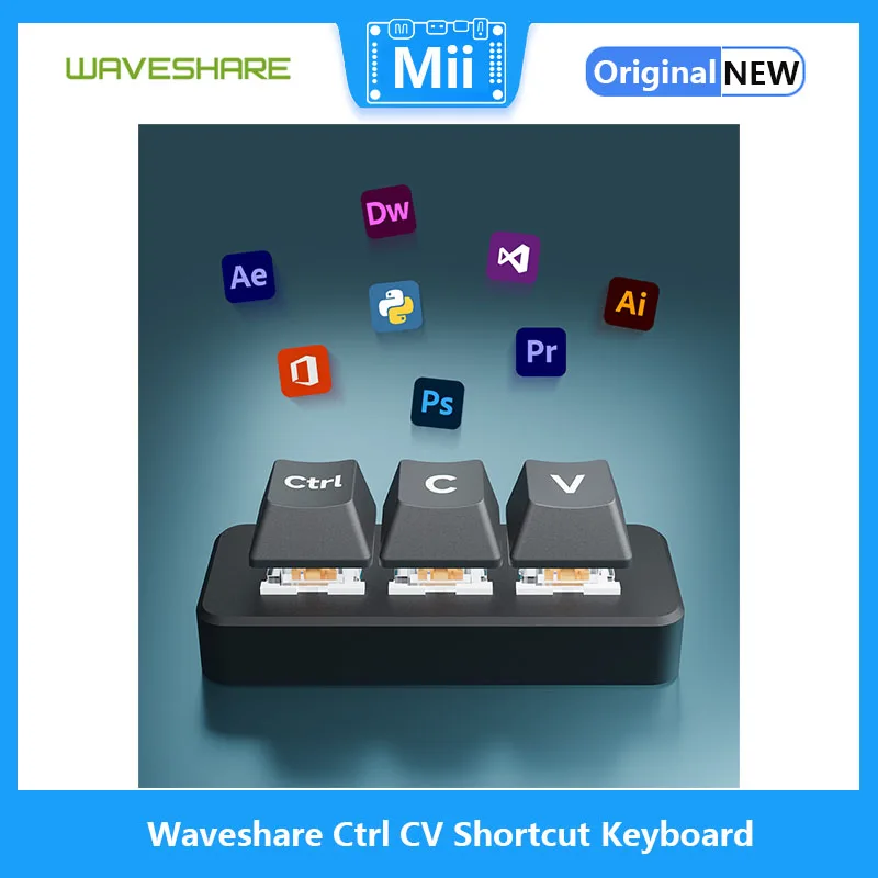 Waveshare teclado de acceso directo Ctrl C/V para programadores, PLACA DE DESARROLLO DE 3 teclas, Chip de microcontrolador RP2040