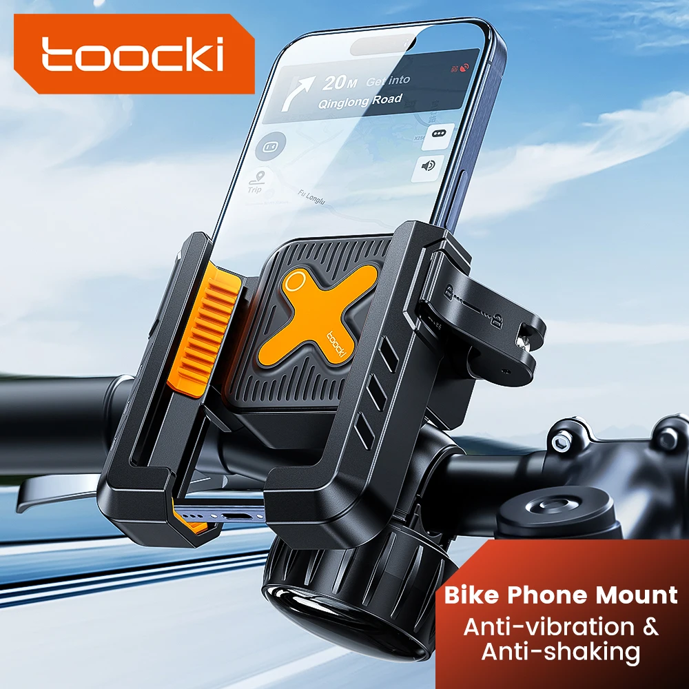

Крепление для телефона на велосипеде Toocki 360° ° Вращающаяся подставка для телефона на мотоцикле для мобильного телефона 4,7-7,2 дюйма, простая установка, безстрашный держатель для телефона