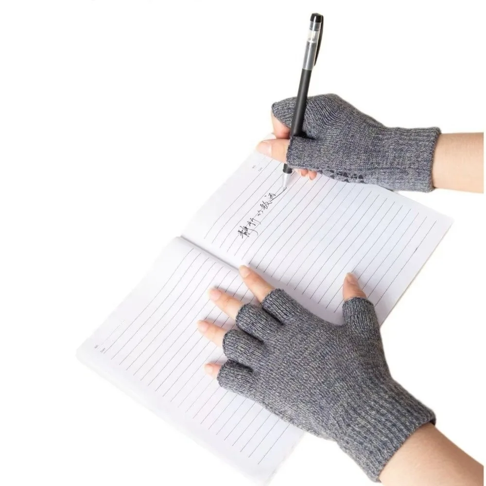 

New Non-slip Half Finger Gloves Warm Knitted Driving Mittens Touchable Screen Warm Gloves Autumn and Winter