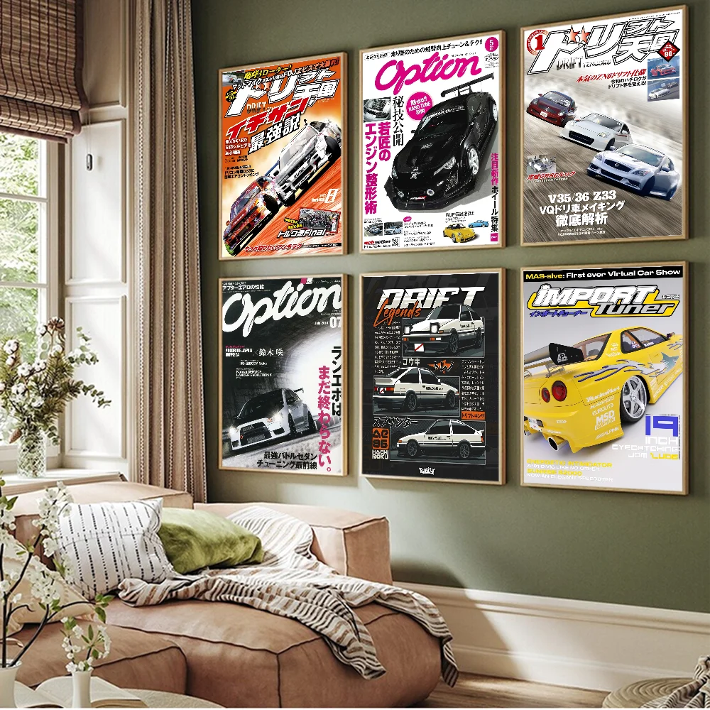 JDM Car Japan Retrofit Racing Retro 90s Vintage Posters Sticky Vintage Room Home Bar Cafe Decor Kawaii Room Decor