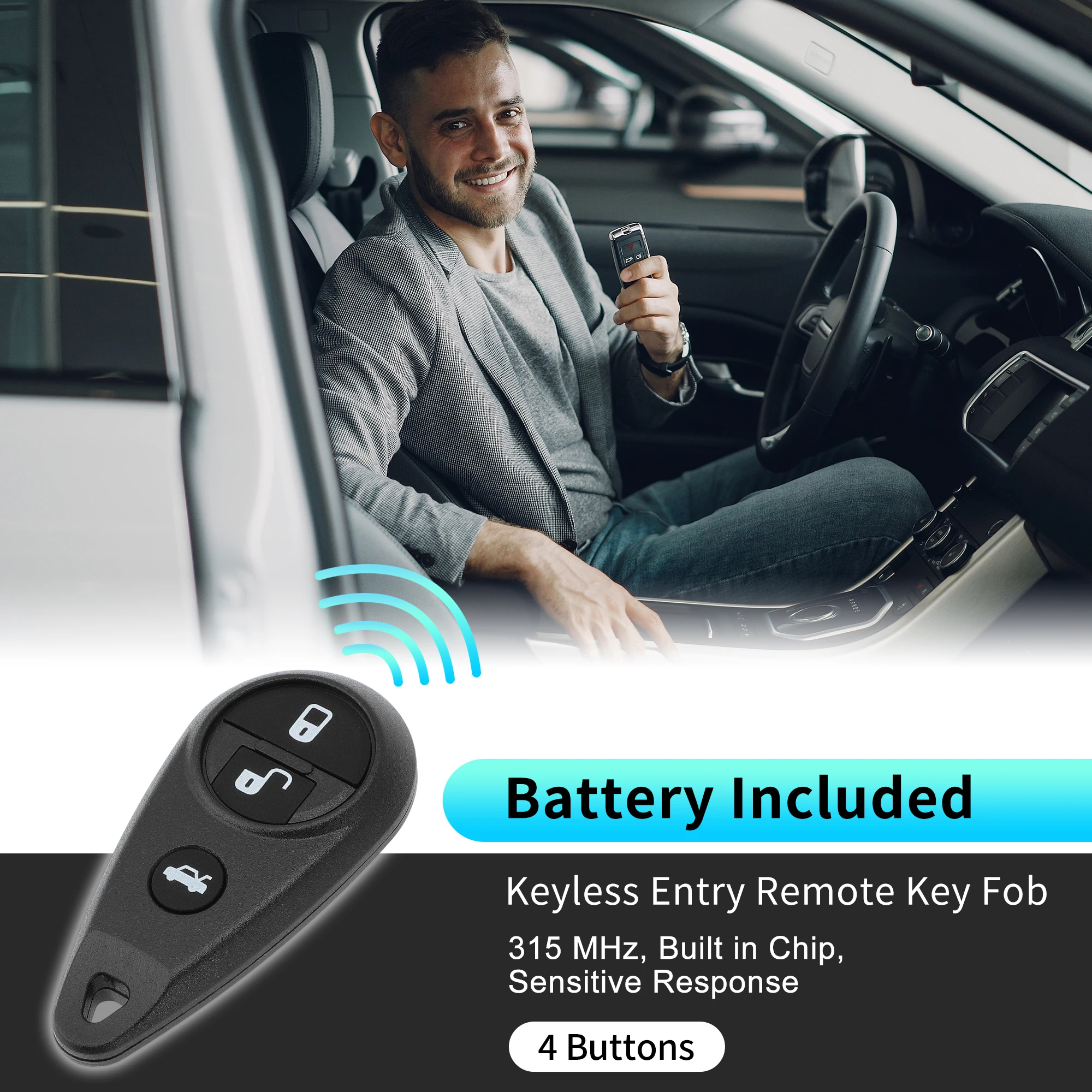 UXCELL CWTWB1U819 315 MHz Keyless Entry Remote Key Fob for Subaru Forester 2010-2014