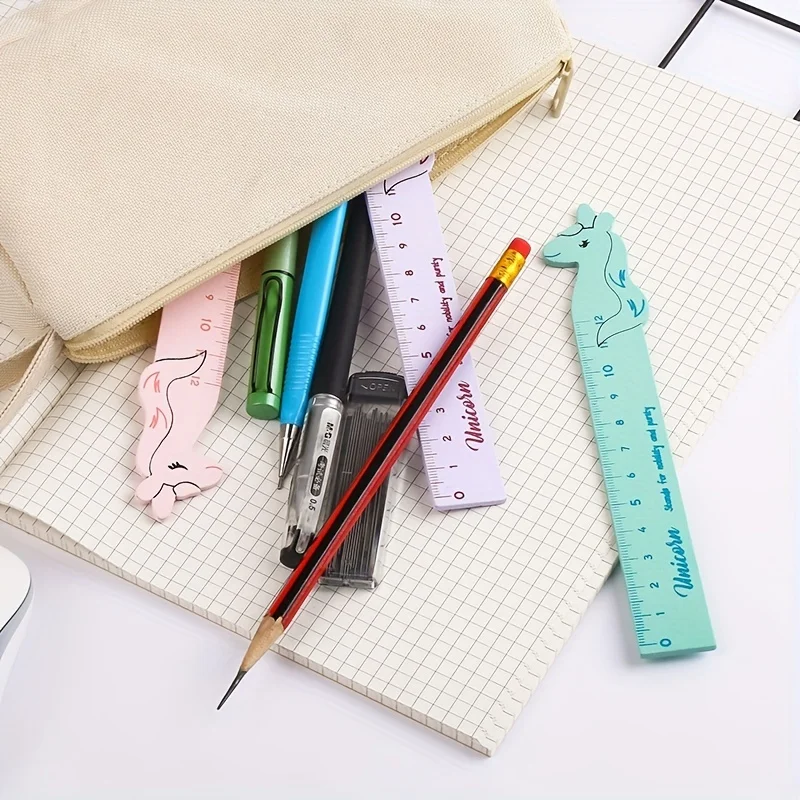 ユニコーン木製描画定規、創造的な漫画、学生文房具、かわいい、1個