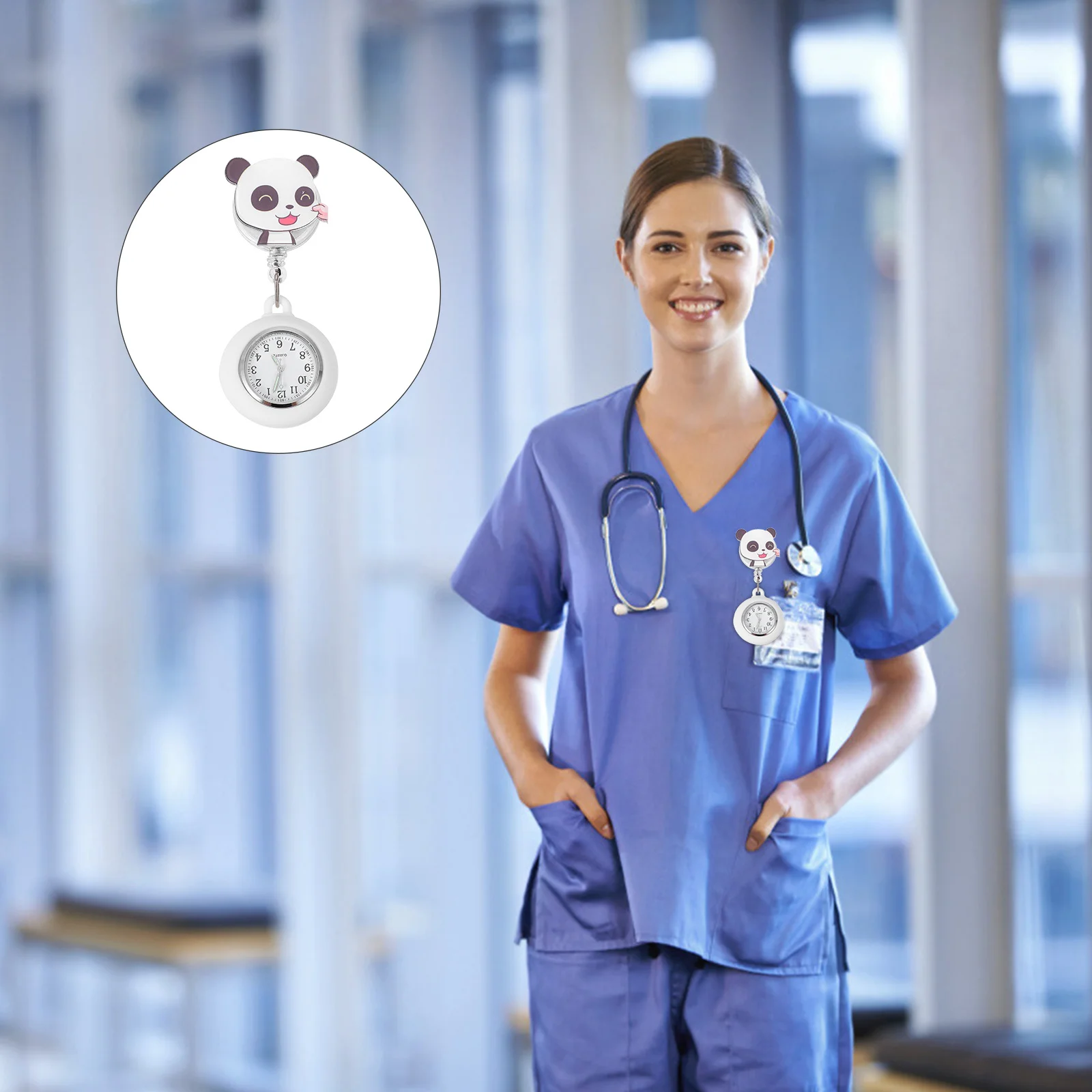 

1pc Nurse Pocket Design Retractable Clip-On Hanging Watch For Nursing Staff Women Quartz Alloy Timepiece