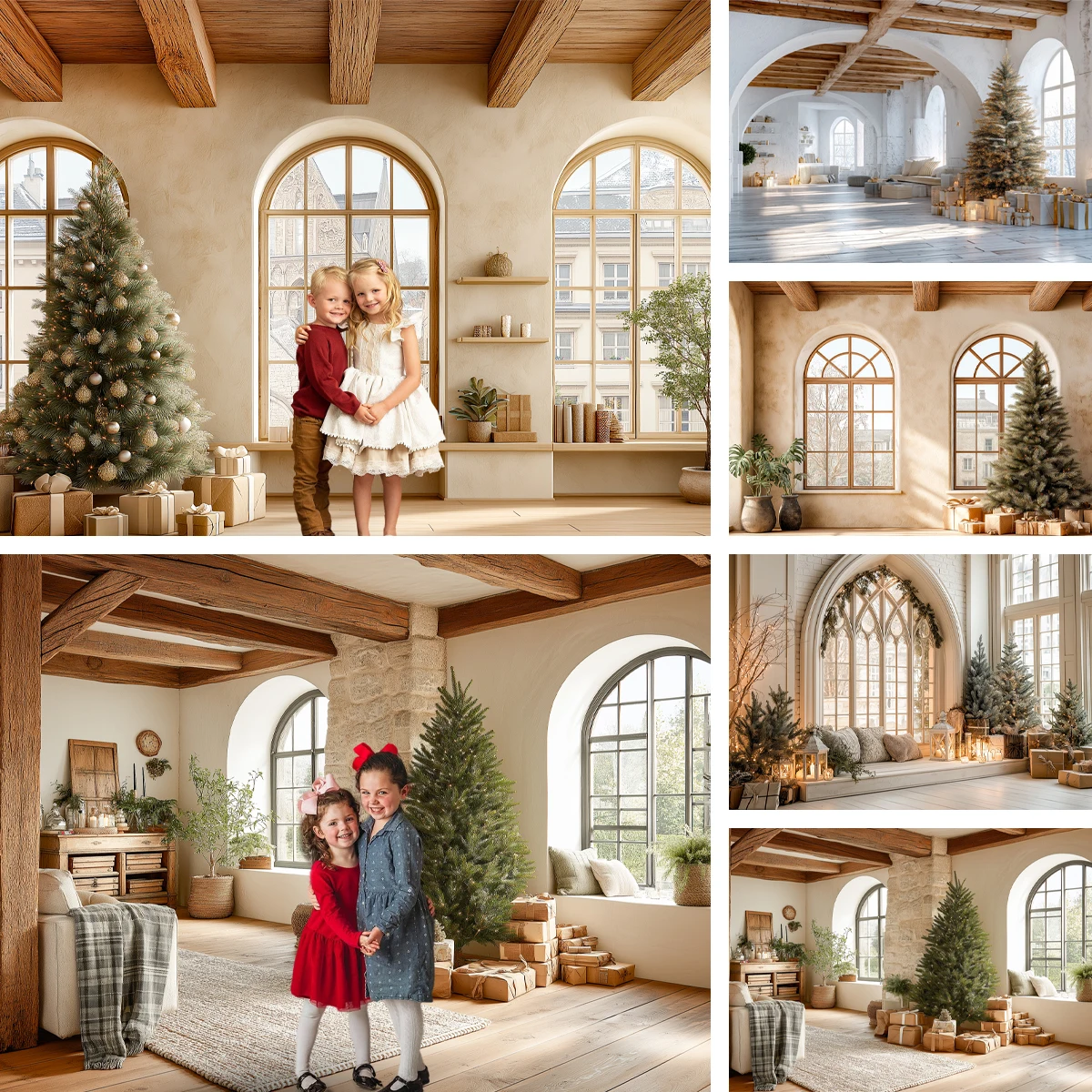 

Christmas Photo Room Backdrops Child Baby Photo Studio Props Adult Kids Decors White Christmas Tree Photography Backgrounds