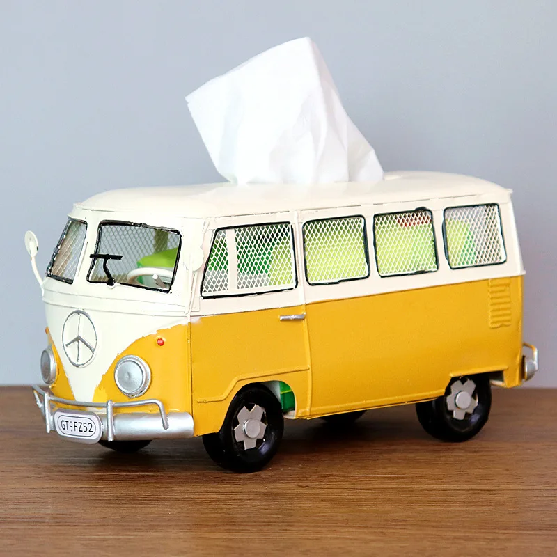 American Retro Napkin Drawer, Tissue Box, Car, Van, Bus, Hotel Home Living Room Decoration Ornaments