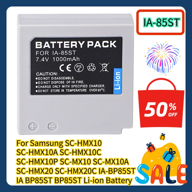 

Литий-ионный аккумулятор для Samsung SC-HMX10, SC-HMX10A, SC-HMX10C, SC-HMX10P, SC-MX10, SC-MX10A, SC-HMX20, SC-HMX20C, IA-BP85ST, IA BP85ST, BP85ST