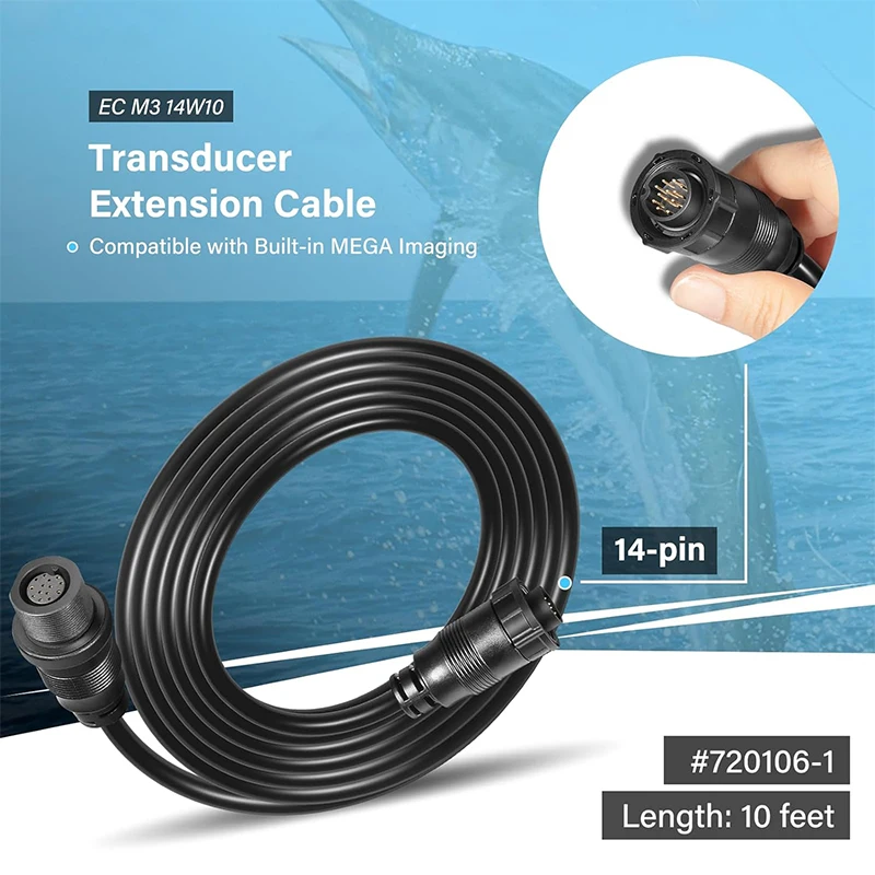 Immagine 3: 720106-1 Cavo di prolunga per trasduttore EC M3 14W10 a 14 pin, per Fish Finders Humminbird APEX XPLORE SOLIX e Onix Series (10 piedi)