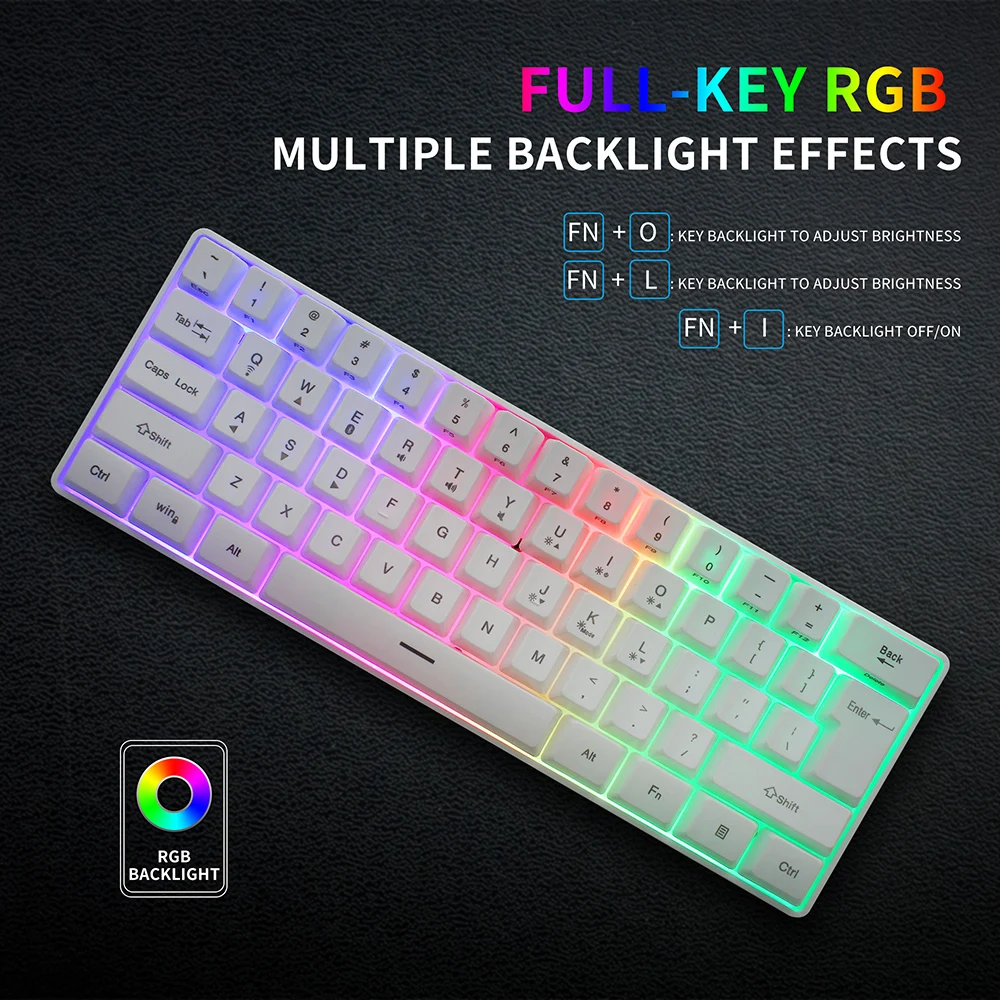 Mini Keyboard Game 61 Keys Wireless keyboard Bluetooth 2.4Ghz Dual Mode Membrane Keyboards RGB Gaming Keyboard gk61