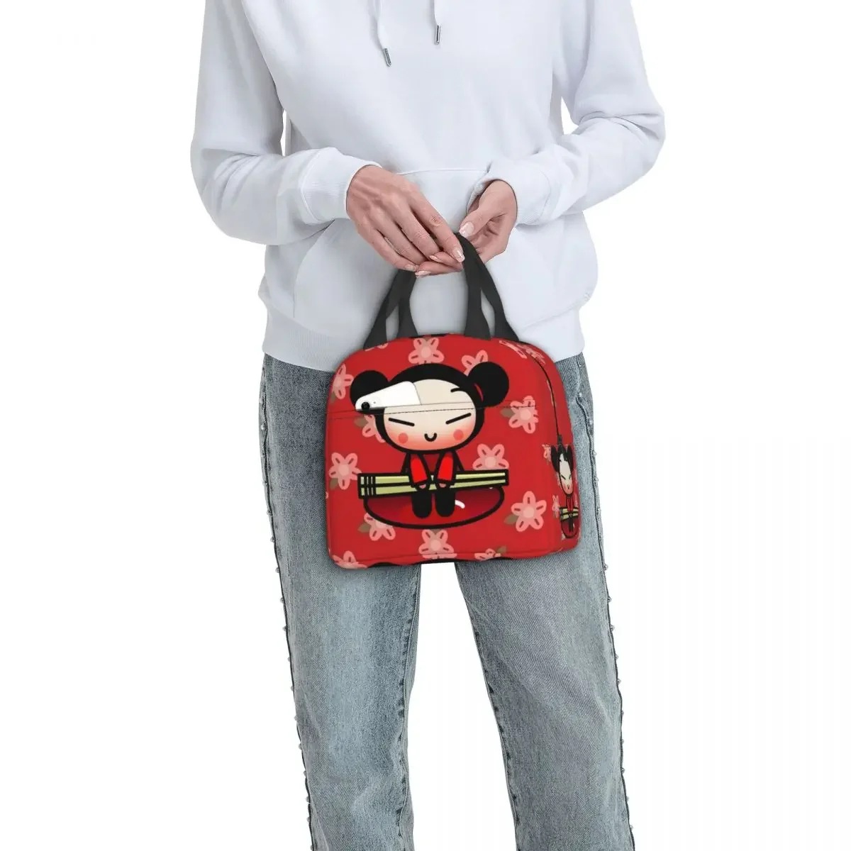 Cartoon Anime Pucca Resuable Lunch box Women Leakproof Cooler Thermal Food Insulated Lunch Bag School Children Student