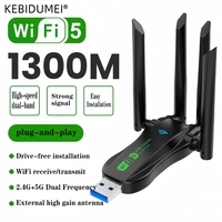 1300Mbps WiFi USB Adapter Network Card Dual Band 2.4G/5Ghz Wi-Fi Dongle 802.11AC 4 Antennas Wireless Receiver For PC Laptop