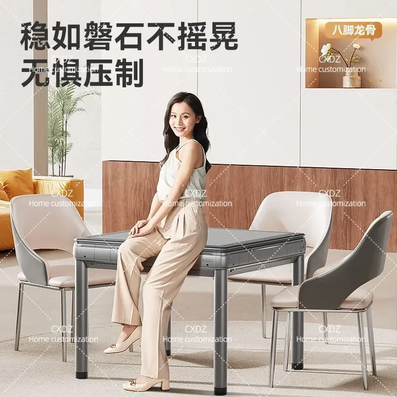 Fully Automatic Household Mahjong Machine One Click Noise Reduction Folding Heating Silent Table Dual Purpose Light
