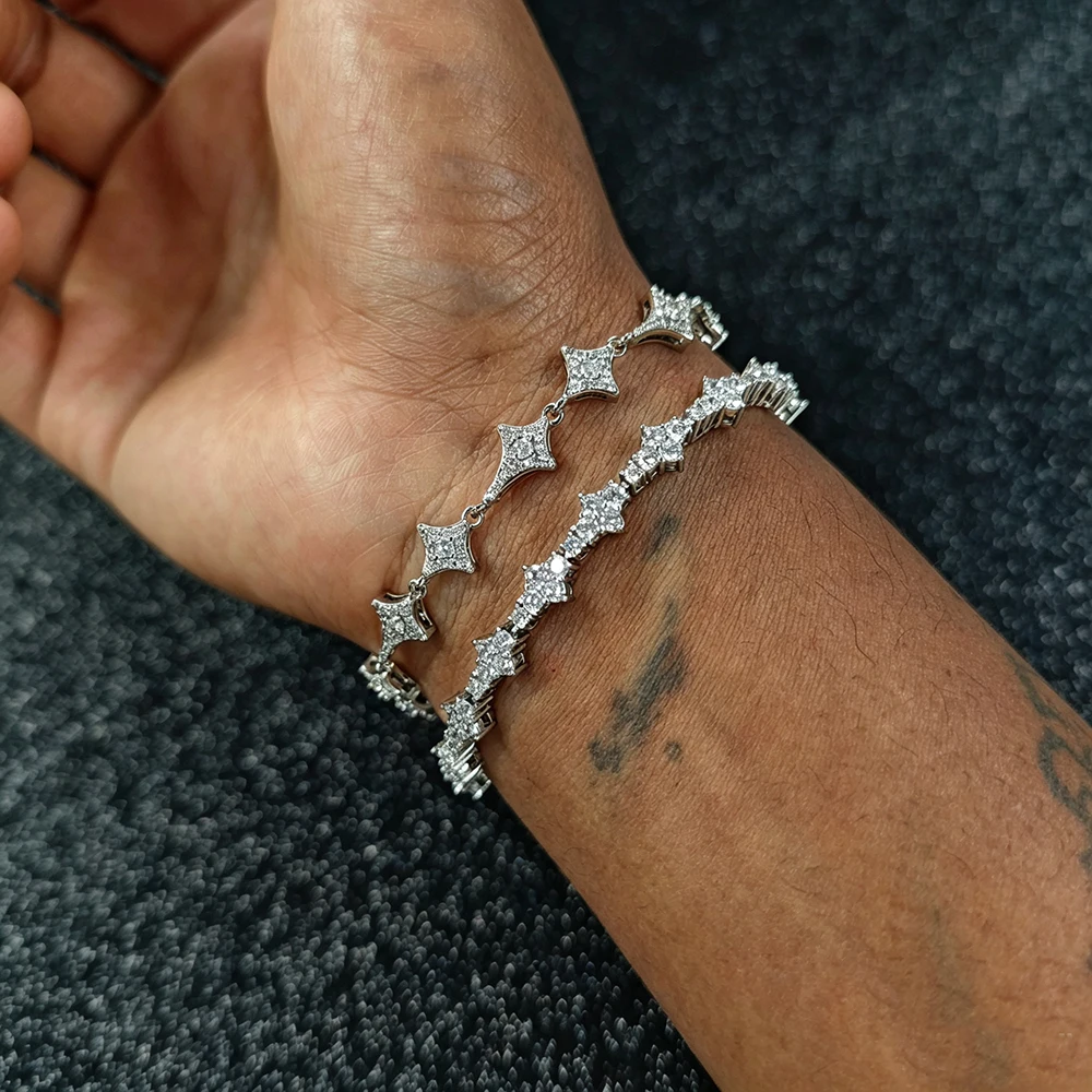 

UWIN Iced Out CZ Cross Bracelets Set for Women Gold/Silver Color Cubic Zircon Chain Bracelets Hip Hop Jewelry for Gift