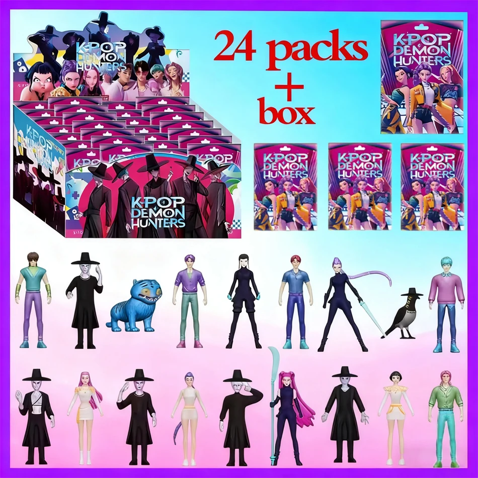 

24pcs Random Box 5.3-11.5cmAnime KPop Demon Hunters Girl Group RUMI MIRA ZOEY Figure Action Pvc Models Toy Ornaments Gifts