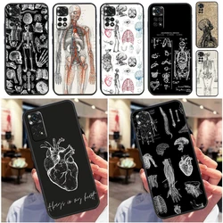 Medical Human Organs Brain Case For Xiaomi Redmi Note 10 11 Pro 9 8 12 Pro Note 9S 8T 10S 11S 10C 12C 9C 9T 10A Funda