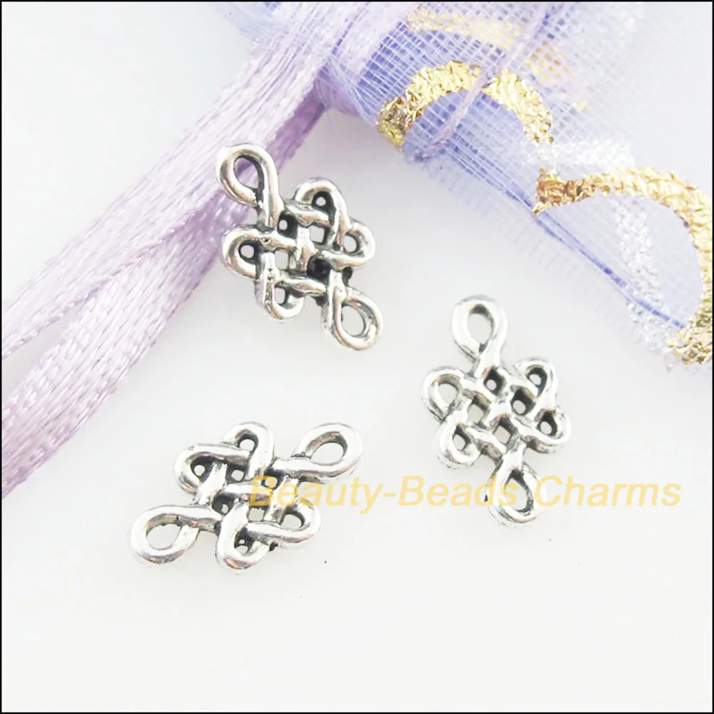 120 New Connectors Chinese Knote Tibetan Silver Color Charms 6x10.5mm