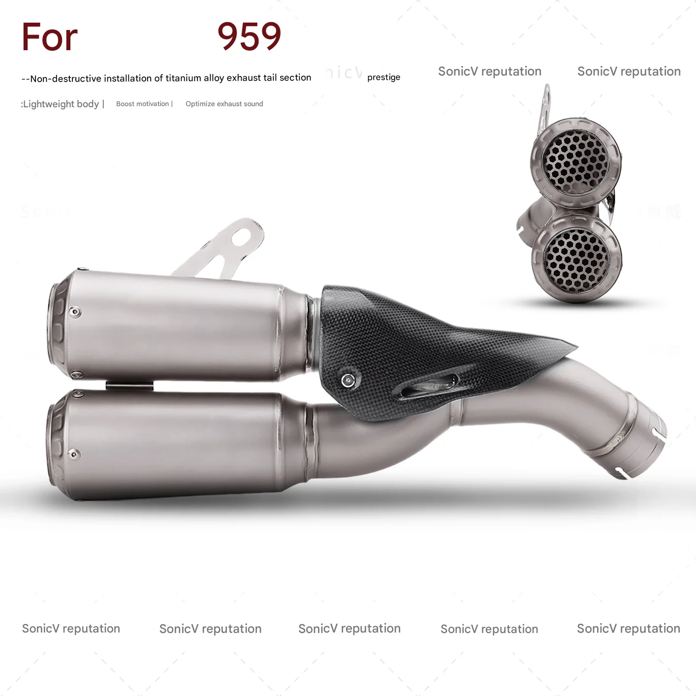 For 959 Panigale High Temperature Resistant Titanium Exhaust Muffler Original Standard Position No Modification Needed Stable