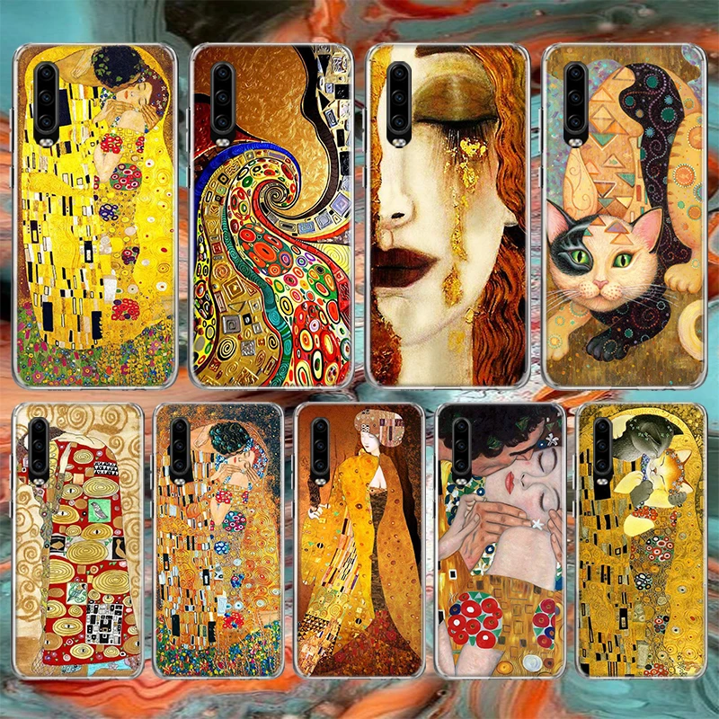 Kiss by Gustav Klimt Desig Soft Phone Case For Huawei P30 P40 P20 P50 P10 Lite Mate 40 30 20 10 Pro Pattern Customized Cover Fun