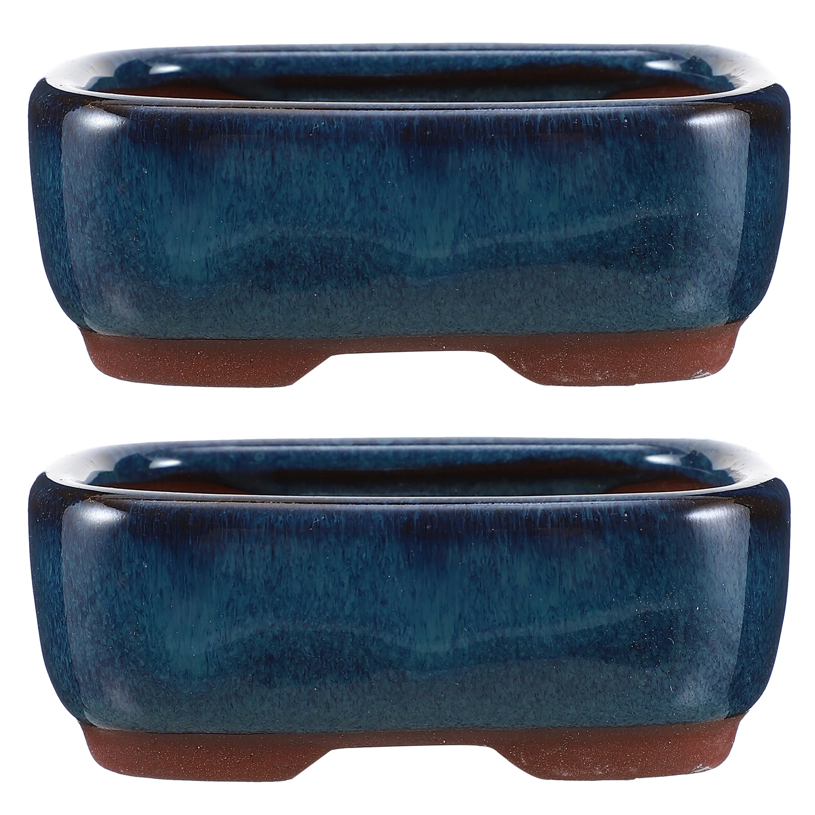 

2 Pcs Gardening Flower Pot Ceramic Flowerpot Bonsai Bowl Planter Indoor Ceramics Small Pots