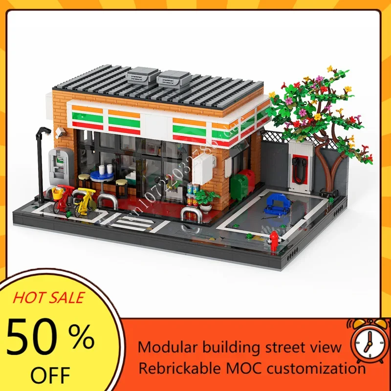 

2117PCS 711 Convenience Store Modular MOC Custom Puzzle Creative Street View Architecture Model DIY Educational Toy Gift
