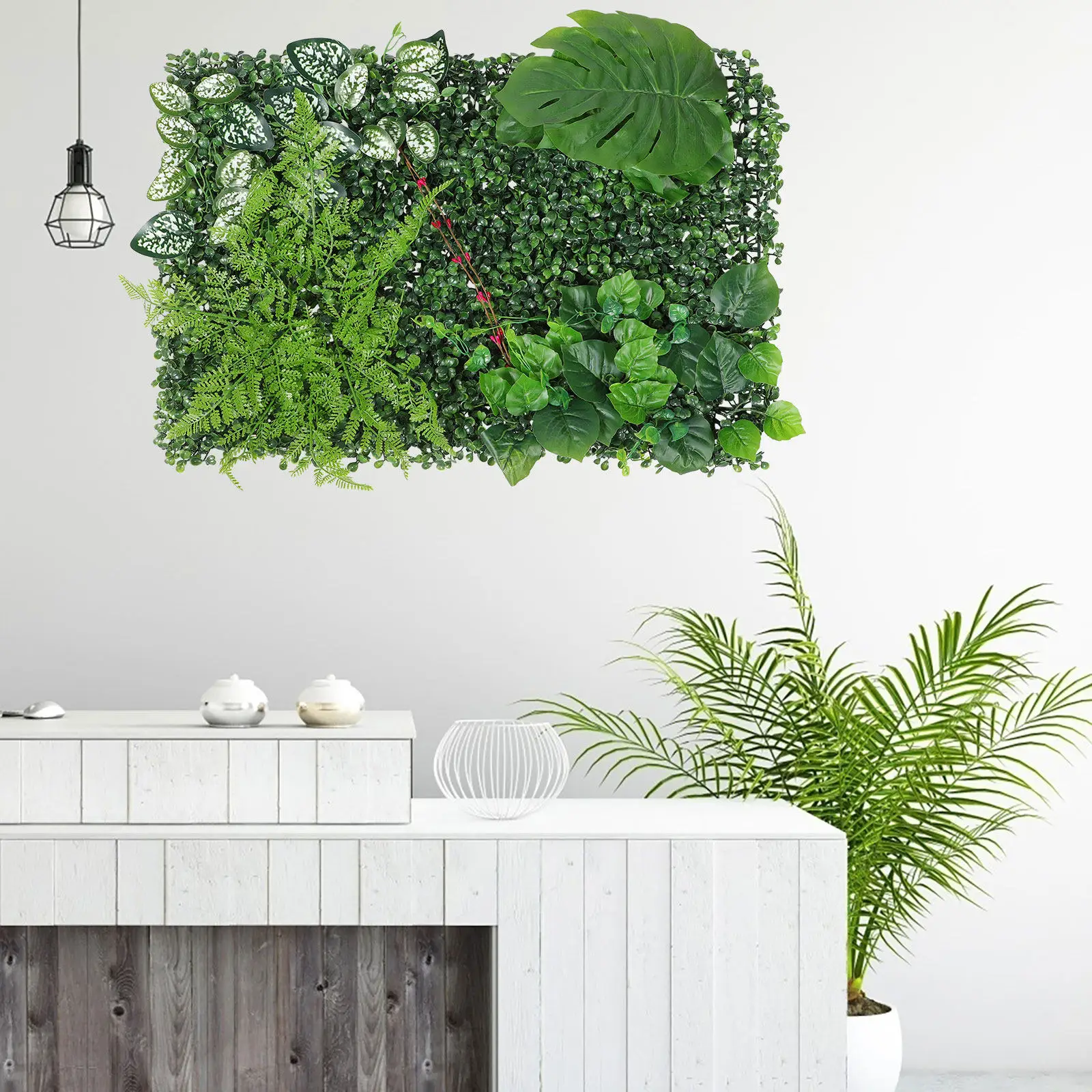 

Искусственная панель для стены из растений, модульный зеленый газонный коврик, фон из искусственной травы для декора дома, сада, сцены, имитация растений