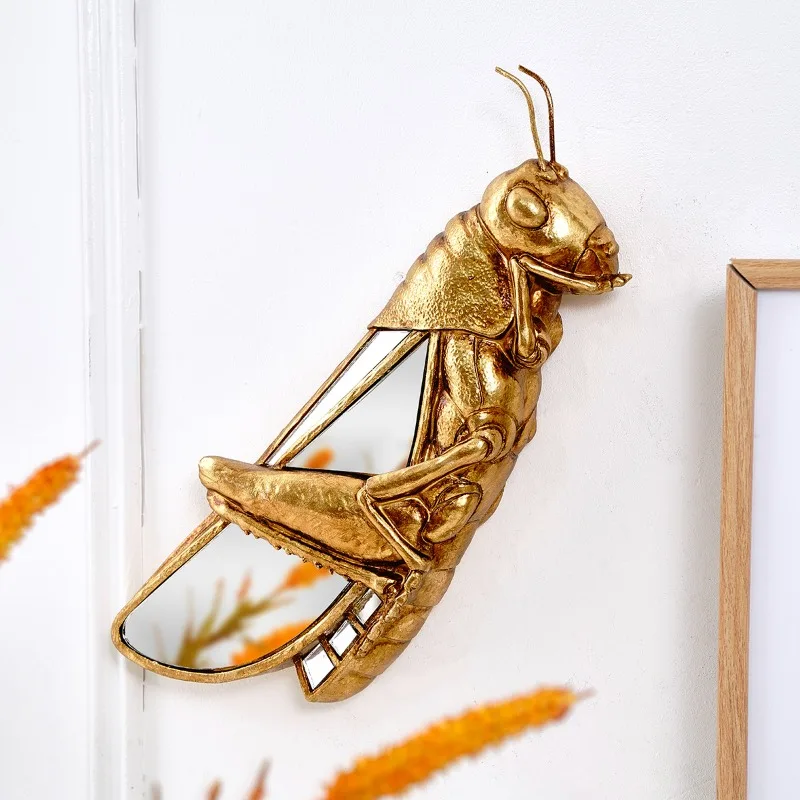 Creative Resin Material Golden Mirror Locust Home Decoration Crafts Wall Hanging, Home Party Creative Wall Hanging Decoration