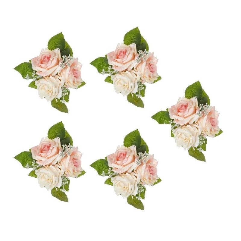 

5Pcs Artificial Rose, Holder Flower Decoration Wedding Flower Arrangement for Party Table Centerpieces Decoration 15UB