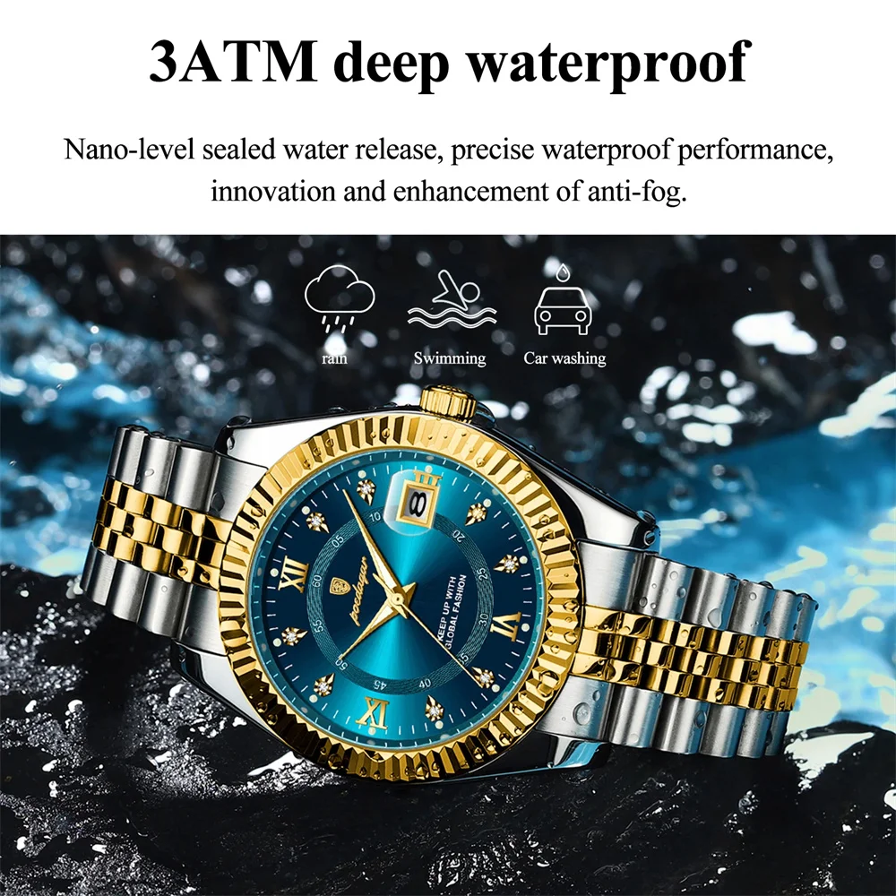 POEDAGAR Luxus Sport Armbanduhr Für Mann Wasserdicht Leucht Datum Männer Uhr Quarz Edelstahl herren Uhren Männlich Reloj + box