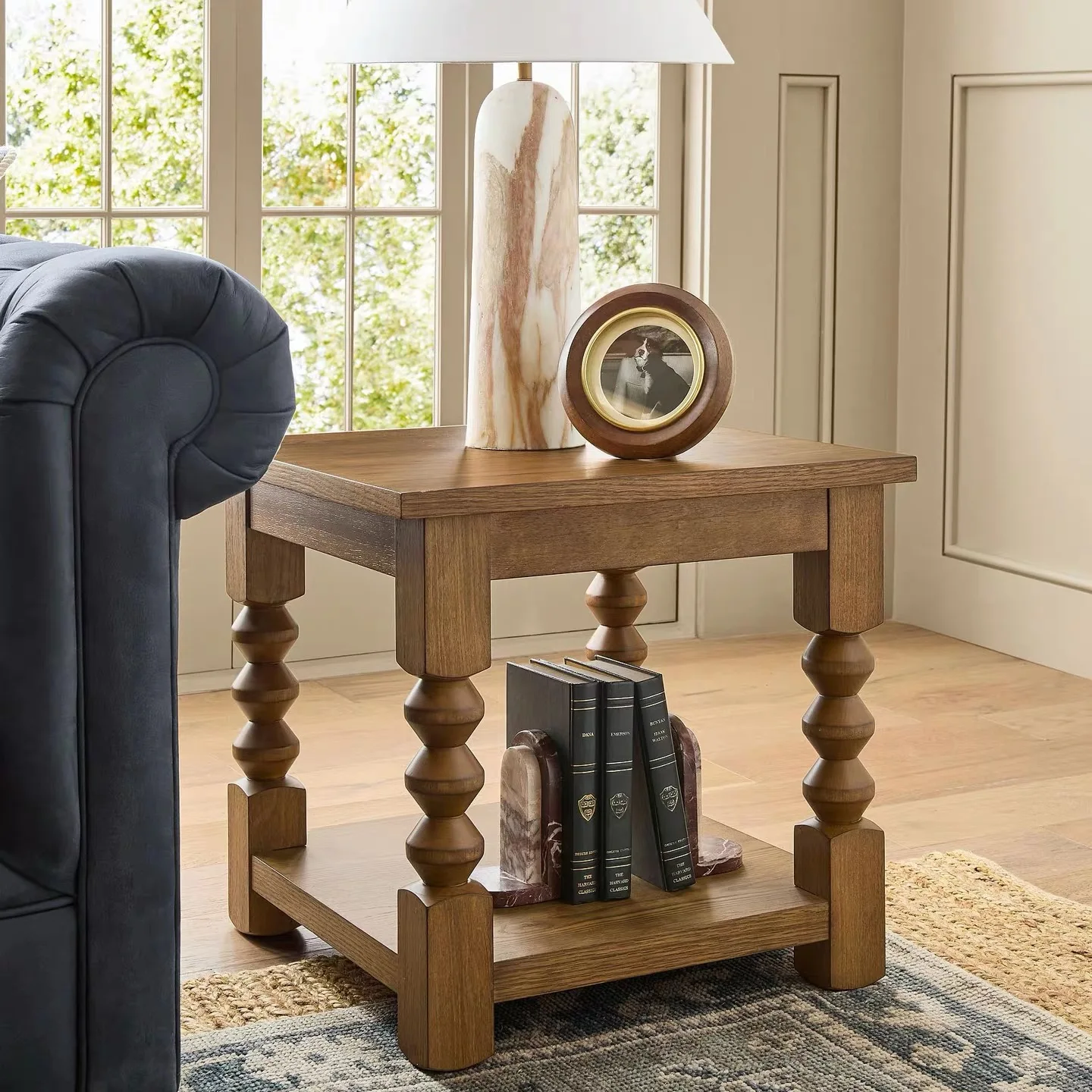 Factory Direct Durable American Rustic Solid Wood Carved Coffee Table For Living Room Hotel Apartment Small Spaces