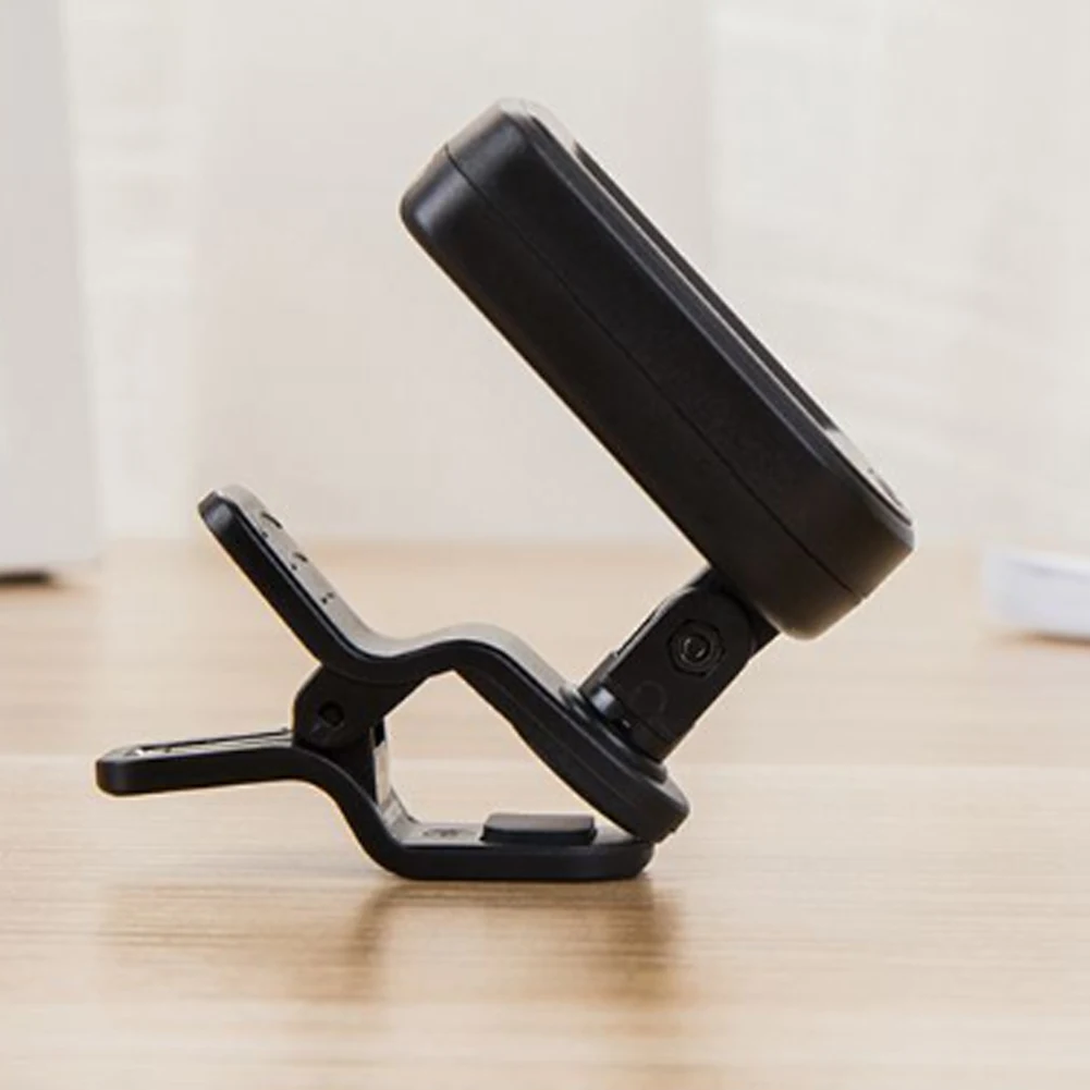 LCD 디스플레이 디지털 클립 온 톤 튜너 3V 버튼 배터리 기타/베이스/바이올린/우쿨렐레용 반음계 튜너 반음계 튜닝 모드