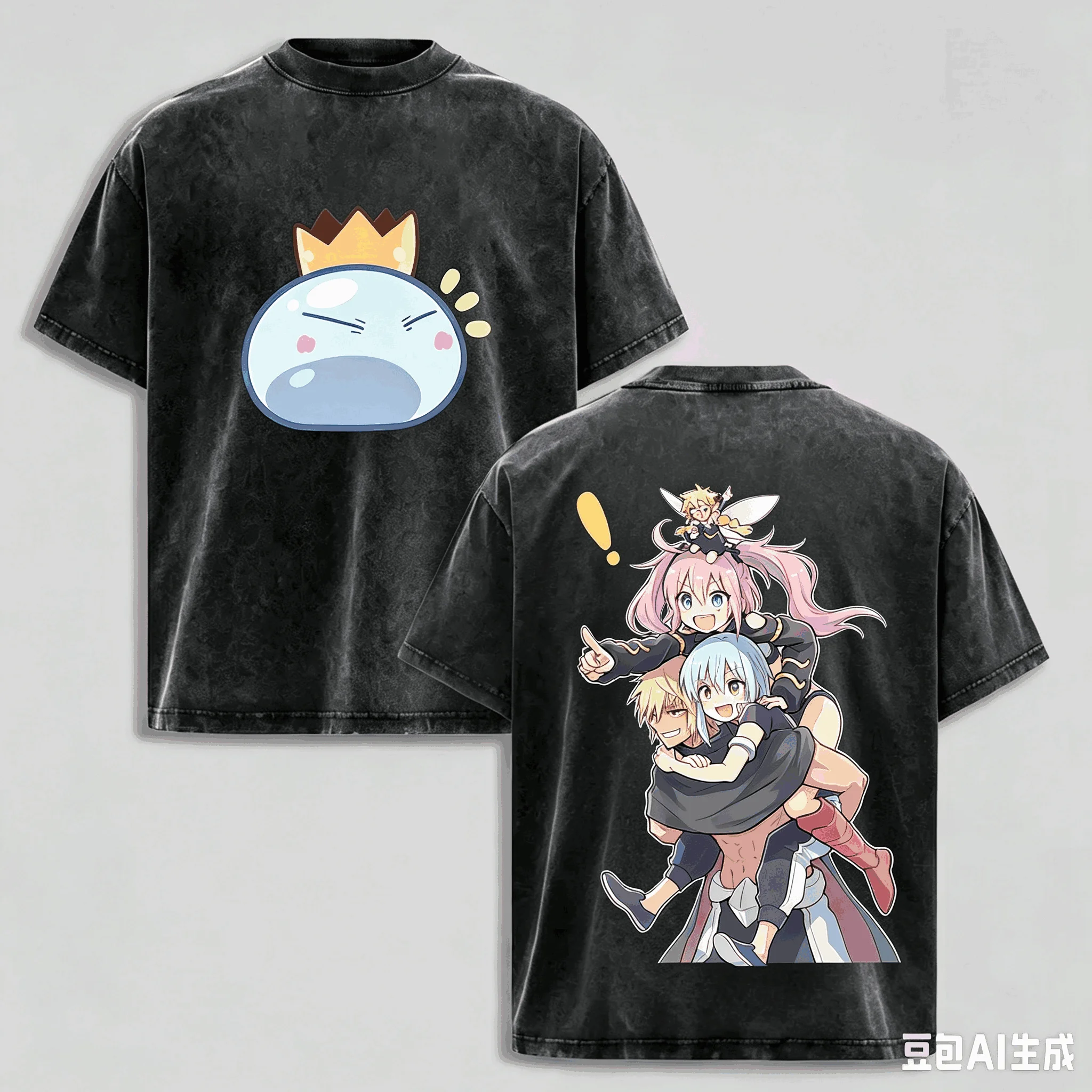 That Time I Got Reincarnated as a Slime Washed T-shirt Oversized Unisex Printed Oversized T Shirt Cotton Crew Neck Short Sleeve