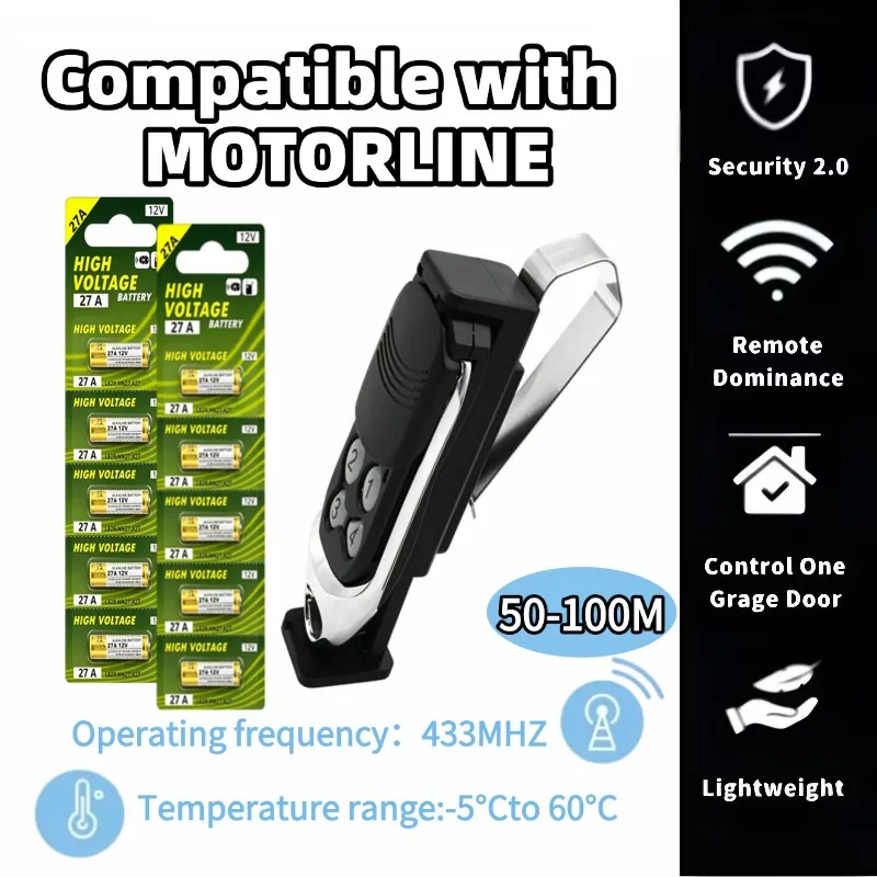 100% Compatible With MOTORLINE FALK RCM MX4SP DSM MXS4SP RCM MX5SP Electric Garage Door / Gate Command Remote Control 433.92MHz
