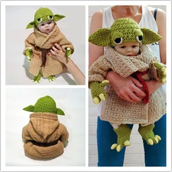 5pcs/set New Baby Yoda Children Clothes Set Crochet Yoda Costume Newborn Baby Yoda Photography Props Cartoon Clothing For Baby