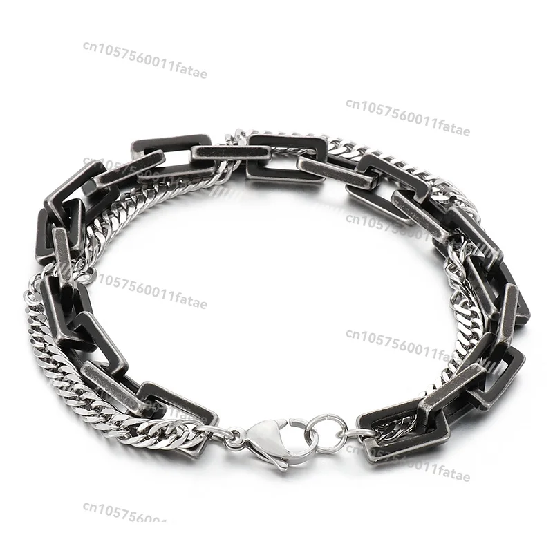 

Boys Bracelet Personalized Double-layer Splicing Stacked Wearing Hip-hop Jewelry Versatile Retro Student