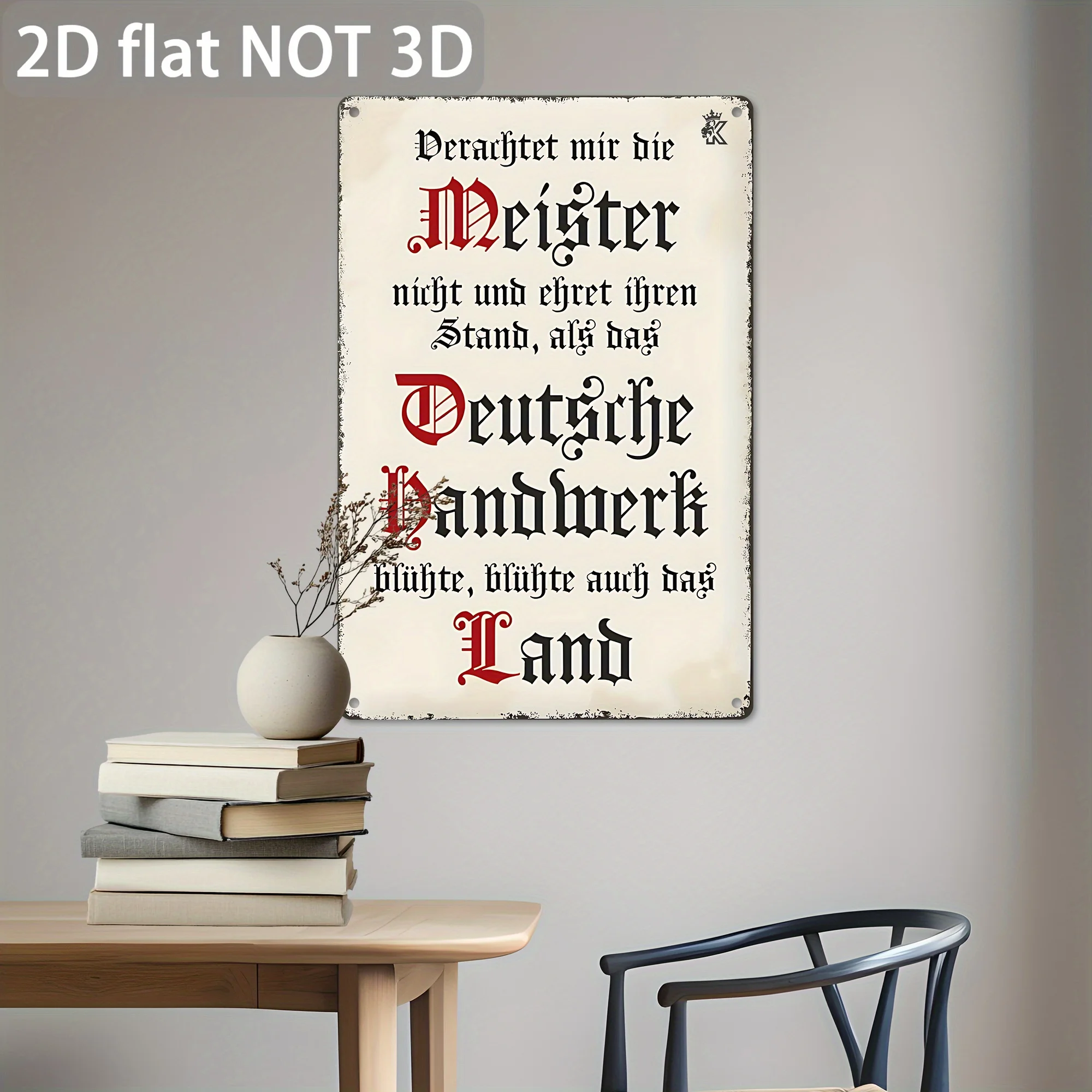 Vintage German Mining Metal Sign Rustic Iron Wall Art with Humorous 