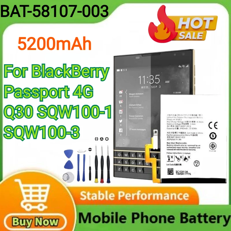 

3400 мАч BAT-58107-003 Аккумулятор для BlackBerry Passport 4G Q30 SQW100-1 SQW100-3 Аккумуляторы для мобильных телефонов + инструменты
