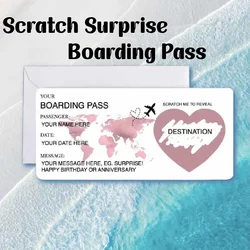 Tarjeta de rascado personalizada para Viaje sorpresa, tarjeta de rascado para vacaciones, tarjeta de embarque, billete de viaje, regalo de Navidad, cupón, anuncio de vacaciones