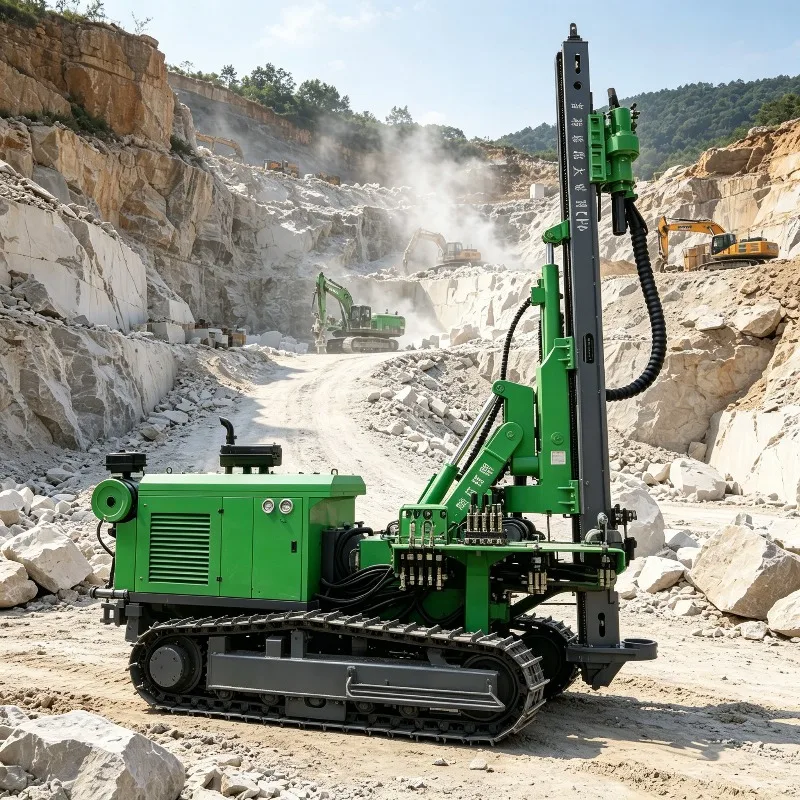 Crawler Type DTH Blast Hole Rig Machine 152mm Diameter Customized Portable Pneumatic Down Hole Rock Drill Equipment For Mining