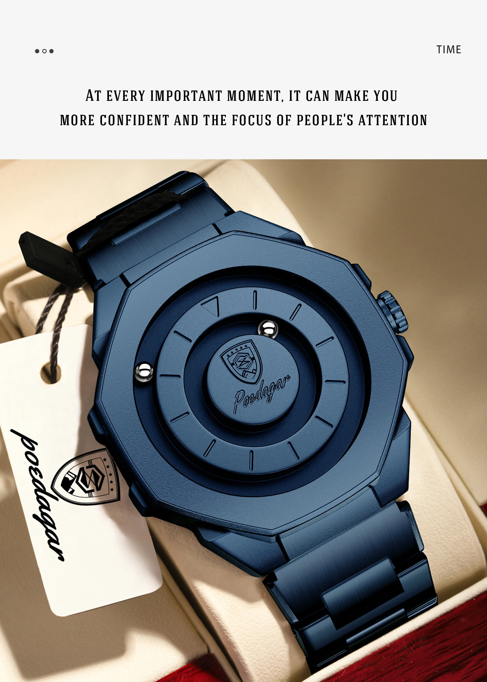 POEDAGAR Top Kreative Herren-Armbanduhr, Modische Wasserdichte Edelstahl-Herrenuhr, Quarz, Neue Business-Herrenuhren, Reloj Hombre – Detail 5
