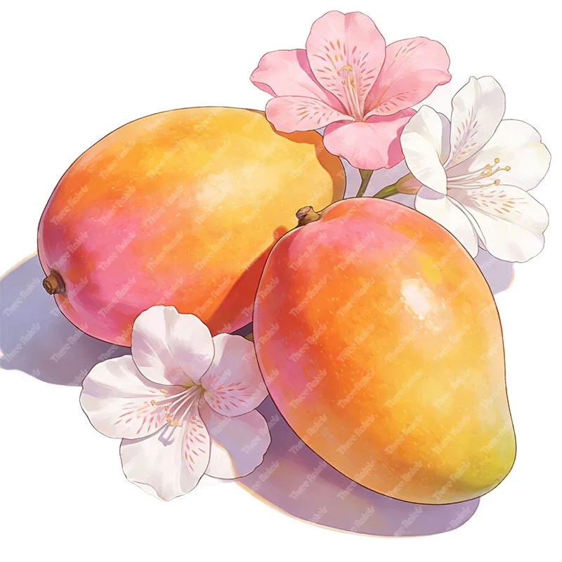 Three Ratels CEE172 Vibrant mangoes Flower wall stickers for home decoration Kitchen refrigerator decal