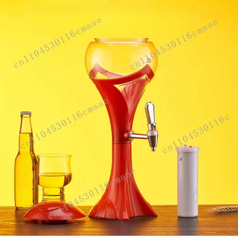 

NEW Portable 1.5L Beer Tower Dispenser with Light Emitting Diode Light Household Cooler Juice Dispenser Ice Tube Beverage Bucket