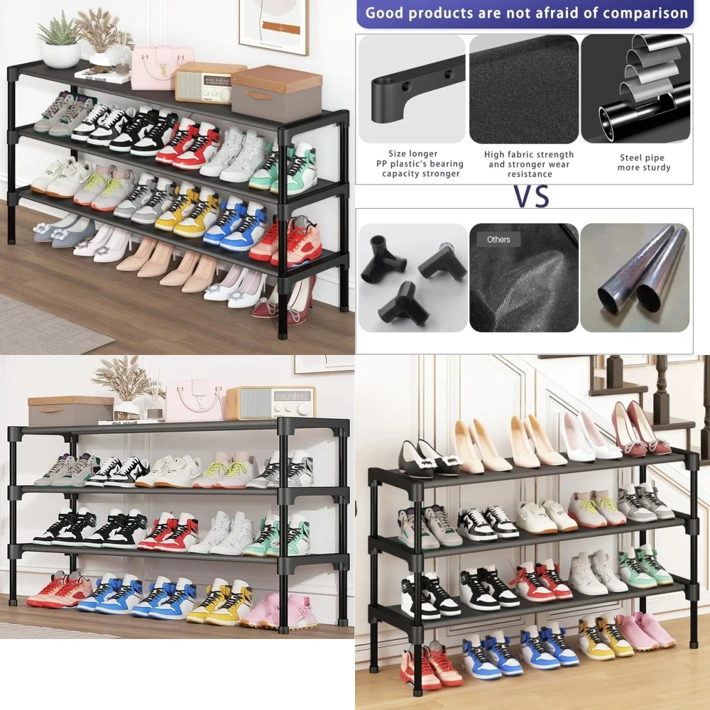

Shoe rack3 Tier Shoe Rack Organizer Stackable Long Shoe Storage for Closet Entryway Garage Space Saving Shoe Shelf Adjustable