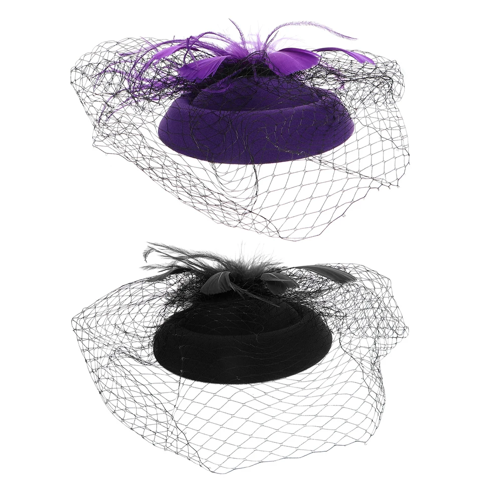 

2 Pcs Headbands Hat Mesh Fascinator Elegant Tea Party Hats Facinators. for Top Bridal Headdress Headpiece Banquet