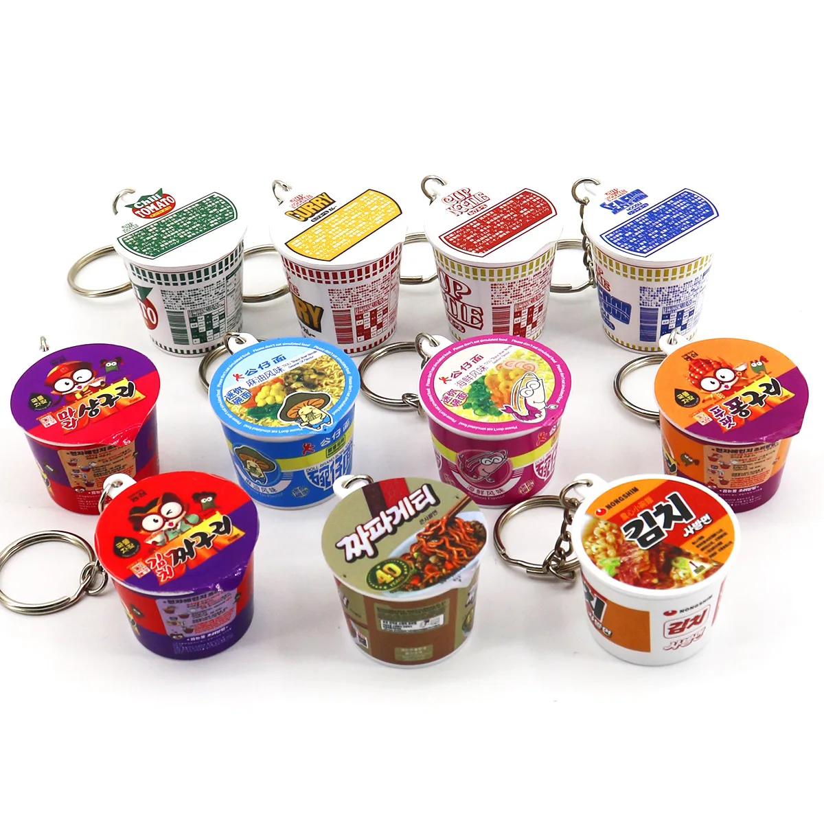 Korean Simulation Instant Noodles Keychain Realistic Fried Instant Bucket Noodles Pendant Key Chain Mini Food Toy Accessories